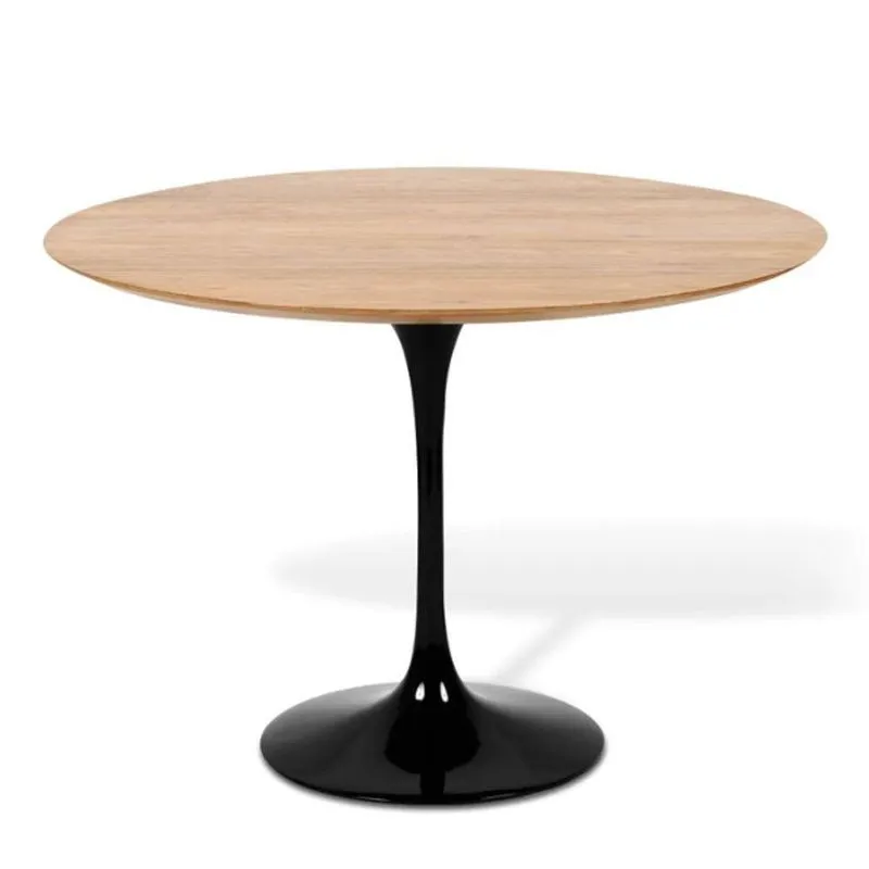 Mesa De Jantar Tulipa Saarinen Redonda 130 Cm Tampo Freijó Cores Preto