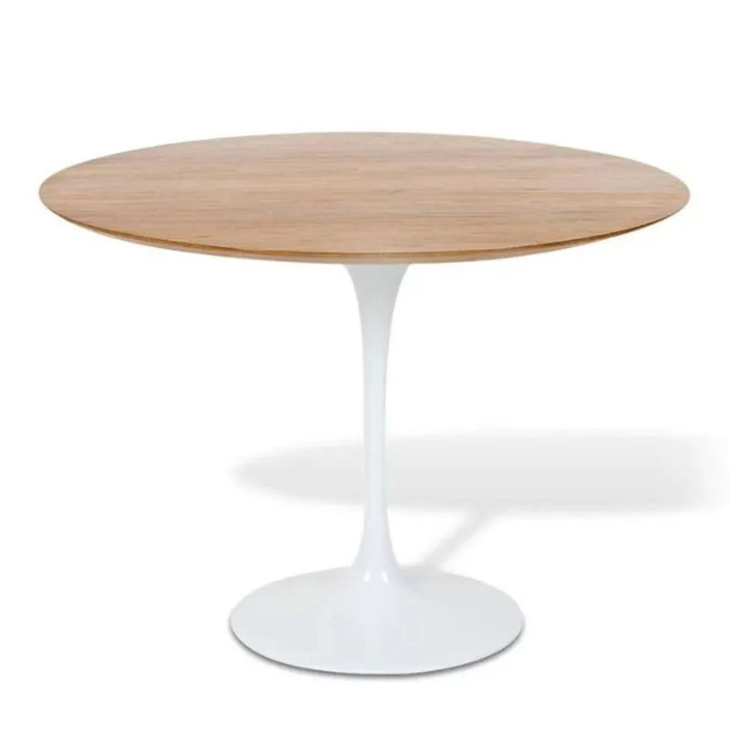 Mesa De Jantar Tulipa Saarinen Redonda 120 Cm Tampo Freijó Cores Branco