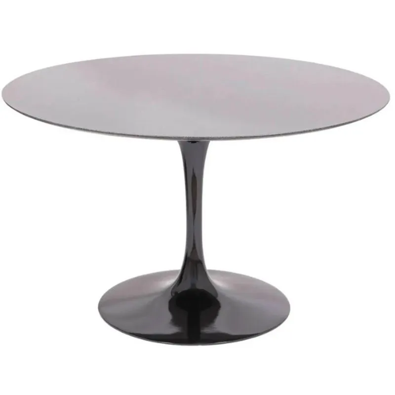 Mesa De Jantar Tulipa Saarinen Redonda 110 Cm Tampo Laqueado Cores Preto