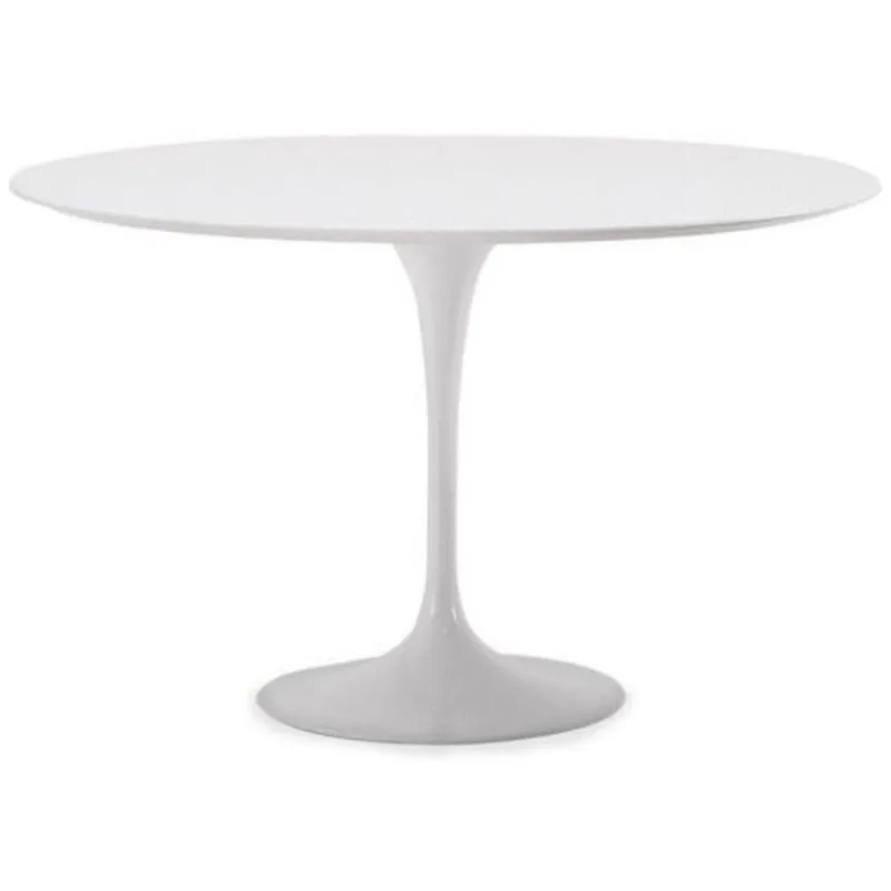 Mesa De Jantar Tulipa Saarinen Redonda 100 Cm Tampo Laqueado Cores Branco