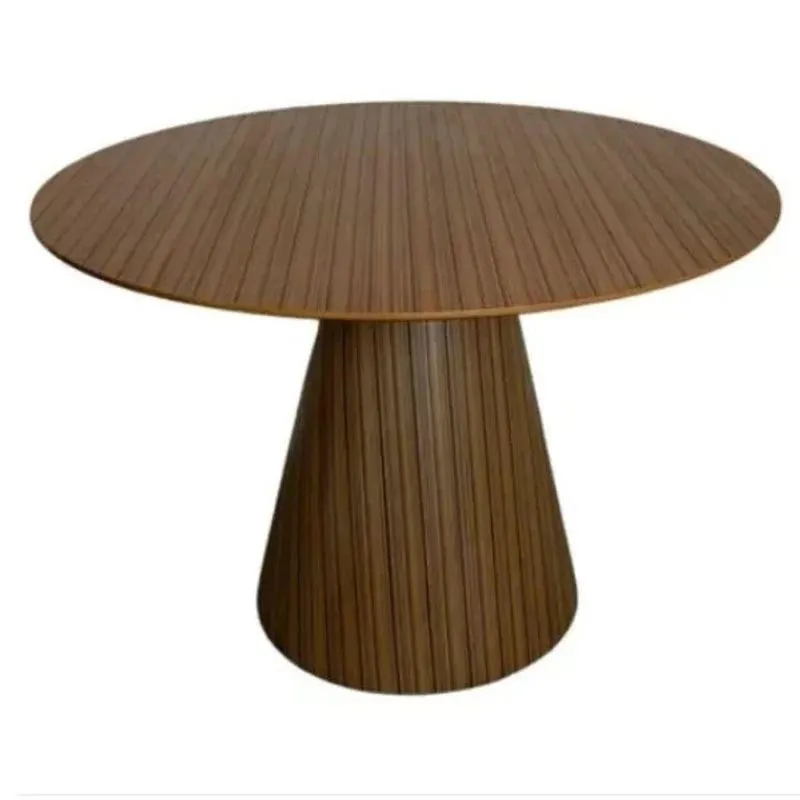 Mesa De Jantar Cone Redonda 140 Cm Base Madeira Pau Ferro