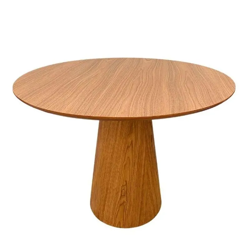 Mesa De Jantar Cone Redonda 160 Cm Base Madeira Freijó Tampo Freijó