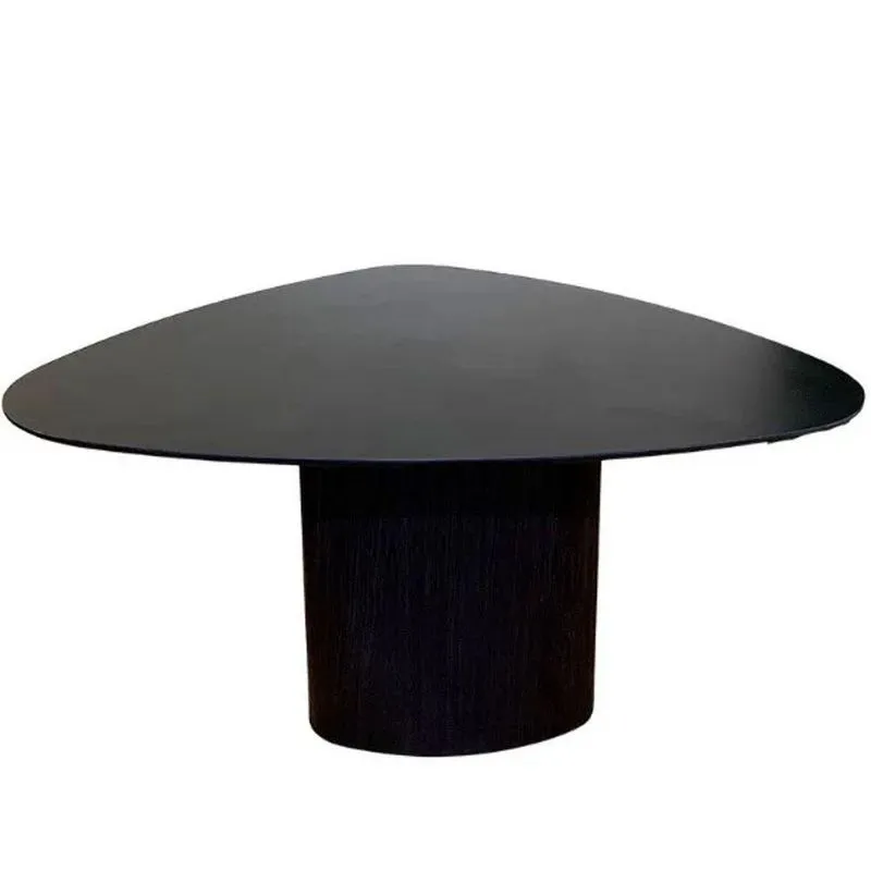 Mesa De Jantar Cone Orgânica Redonda 90x93 Cm Base ébano Tampo ébano