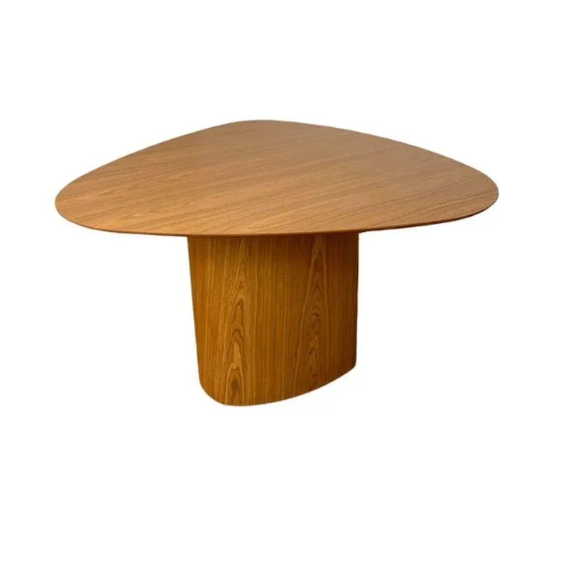 Mesa De Jantar Cone Orgânica Redonda 160x164 Cm Base Freijó Tampo Freijó