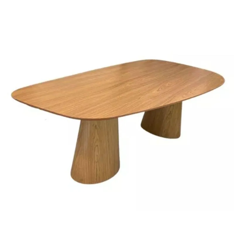 Mesa De Jantar Cone Orgânica Oval 198x122 Cm Com 2 Bases Freijó Tampo Freijó