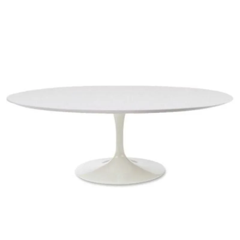 Mesa De Jantar Tulipa Saarinen Oval 137x90 Cm Tampo Laqueado Cores Branco
