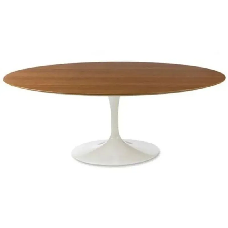 Mesa De Jantar Tulipa Saarinen Oval 137x90 Cm Tampo Freijó Cores Branco