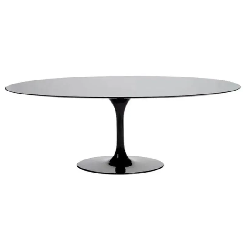 Mesa De Jantar Tulipa Saarinen Oval 160x90 Cm Laqueado Cores Preto