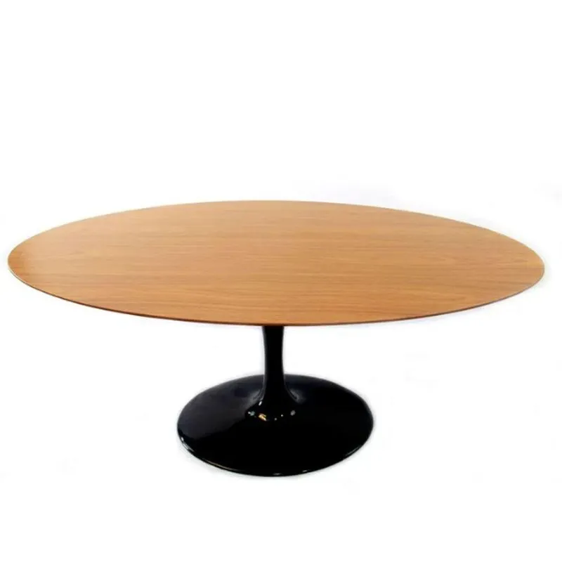 Mesa De Jantar Tulipa Saarinen Oval 244x137 Cm Tampo Freijó Cores Preto