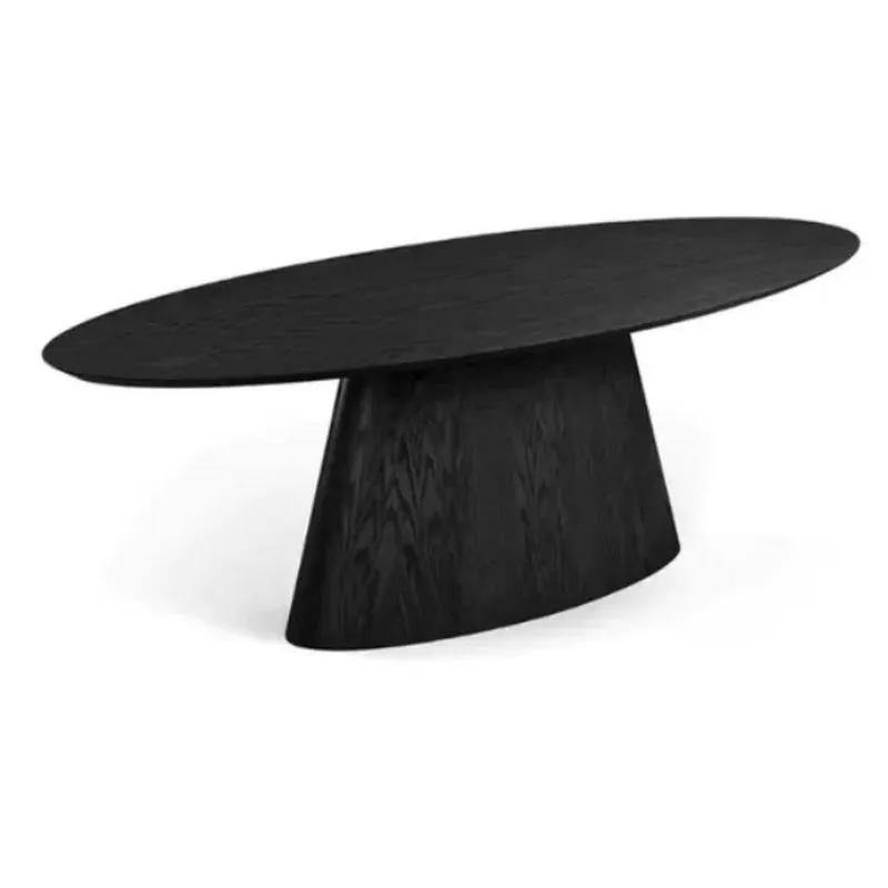Mesa De Jantar Cone Oval 160x90 Cm Base Madeira Ebano Tampo Ebano
