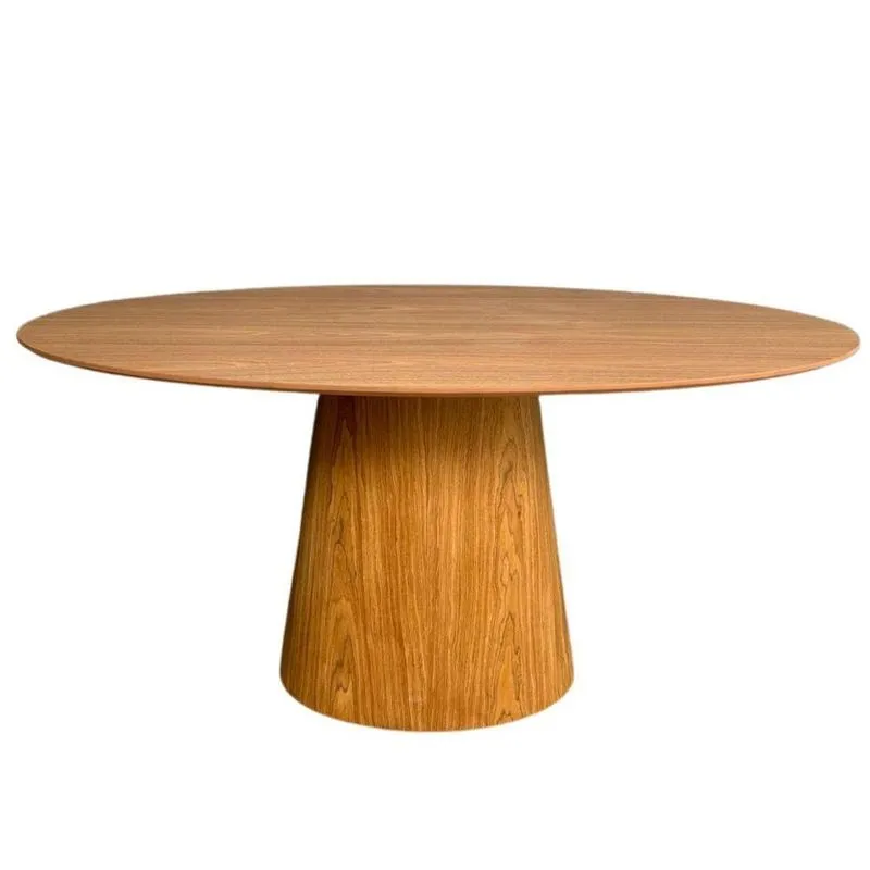 Mesa De Jantar Cone Oval 244x137 Cm Base Madeira Freijó Tampo Freijó