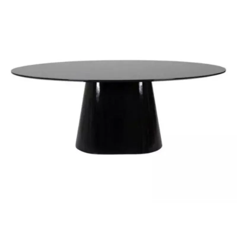 Mesa De Jantar Cone Oval 120x80 Cm Laqueada Cores Preto