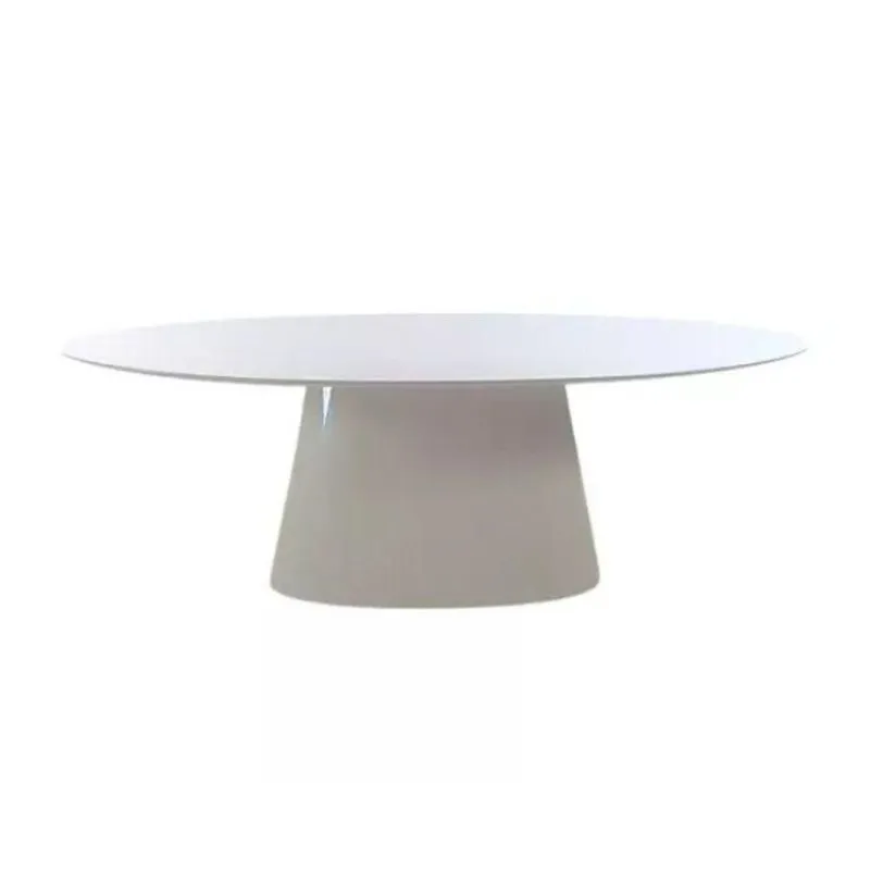 Mesa De Jantar Cone Oval 120x80 Cm Laqueada Cores Branco