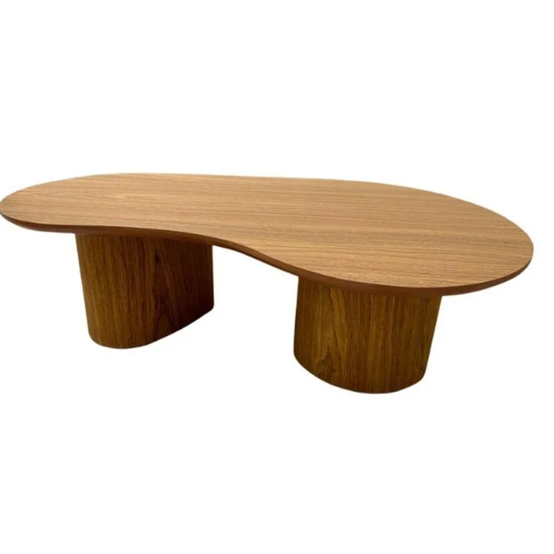 Mesa De Centro Cone Orgânica Oval 120x80 Cm Com 2 Base Madeira Freijó Tampo Freijó