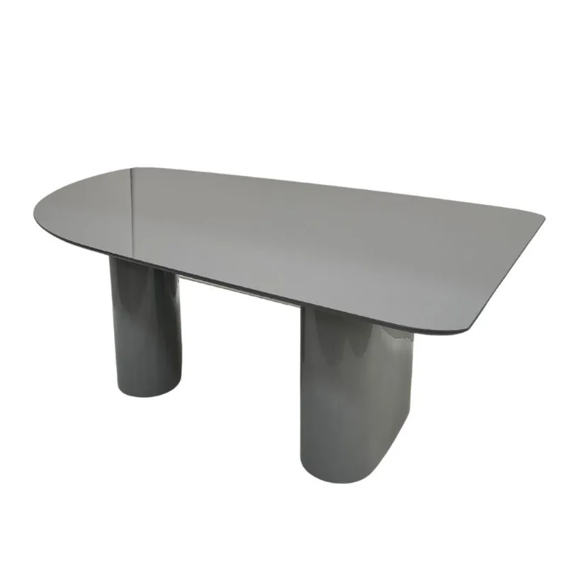 Mesa De Jantar Orgânica Stella 160x90cm Base Cinza Tampo Cinza