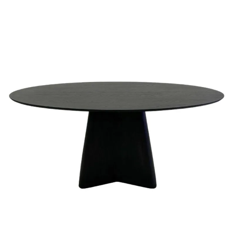 Mesa De Jantar Cone Lazo Oval 140x90 Cm Tampo Ébano Base Ébano Preto