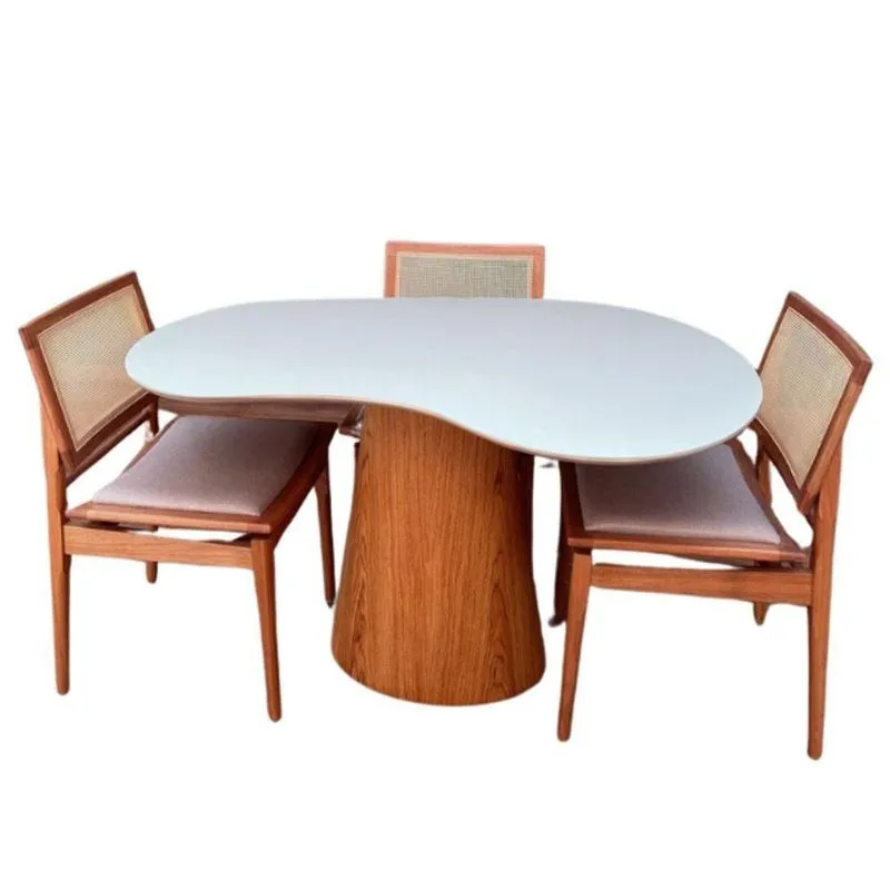 Mesa De Jantar Cone Orgânica Beca 120x80cm Madeira Freijó E Offwhite