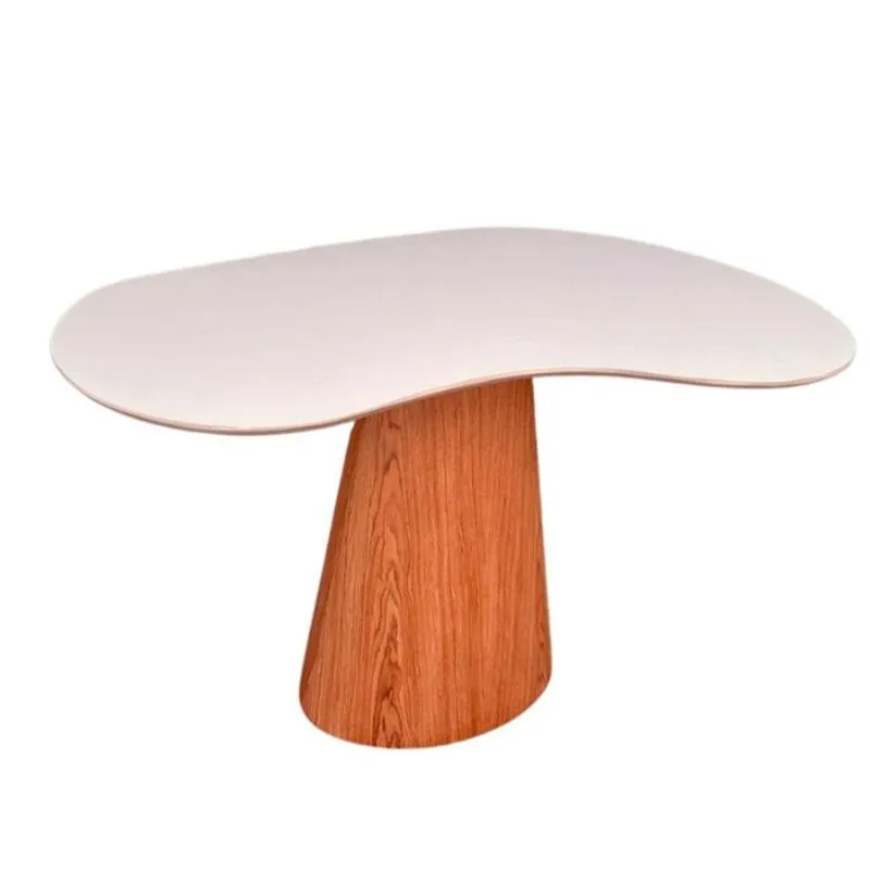 Mesa De Jantar Cone Orgânica Beca 140x90cm Madeira Freijó E Offwhite