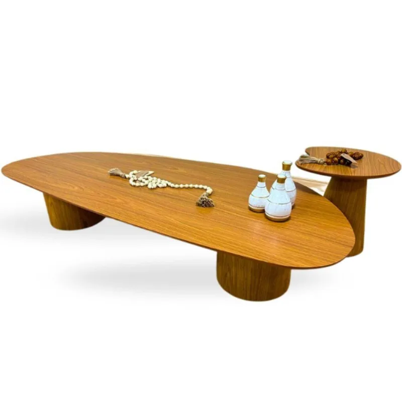 Kit Mesa De Centro Trendy Organica Duo 170x70cm Mais Lateral Organica 41cm Em Freijo