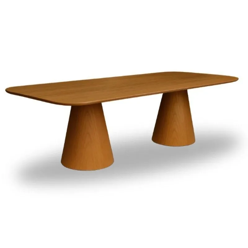 Mesa De Jantar Cone Retangular Vitta 198x122cm Base Fiberglass Laminada Em Freijo Tampo Freijó