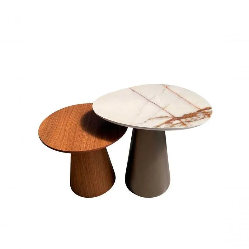 Conjunto De Mesas Laterais Duo Verona Orgânico MDF 51cm E 41cm Amadeirado