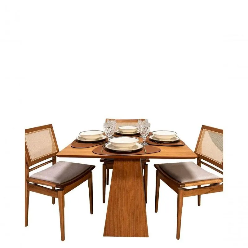 Mesa De Jantar Loft 4 Lugares Quadrada Mdf 120cm Freijó Amadeirado