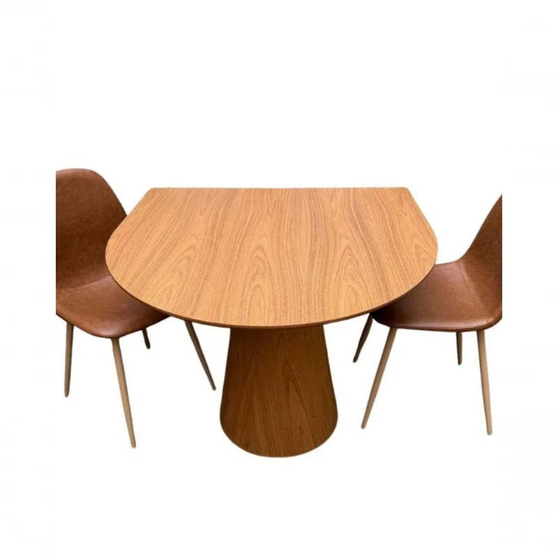 Mesa de Jantar Mel Cone 4 Lugares Redonda MDF 140x110cm Café Modelar Art