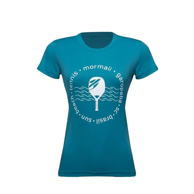 Camiseta Mormaii manga curta feminina beach tennis sun Azul-branco P