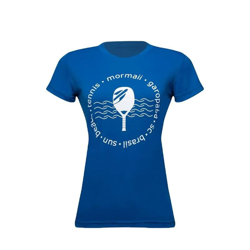 Camiseta Mormaii manga curta feminina beach tennis sun Azul-petroleo GG