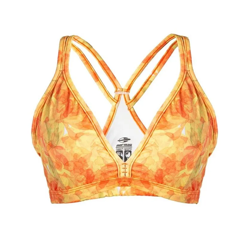 Top feminino beach sports Mormaii playa Amarelo-laranja G