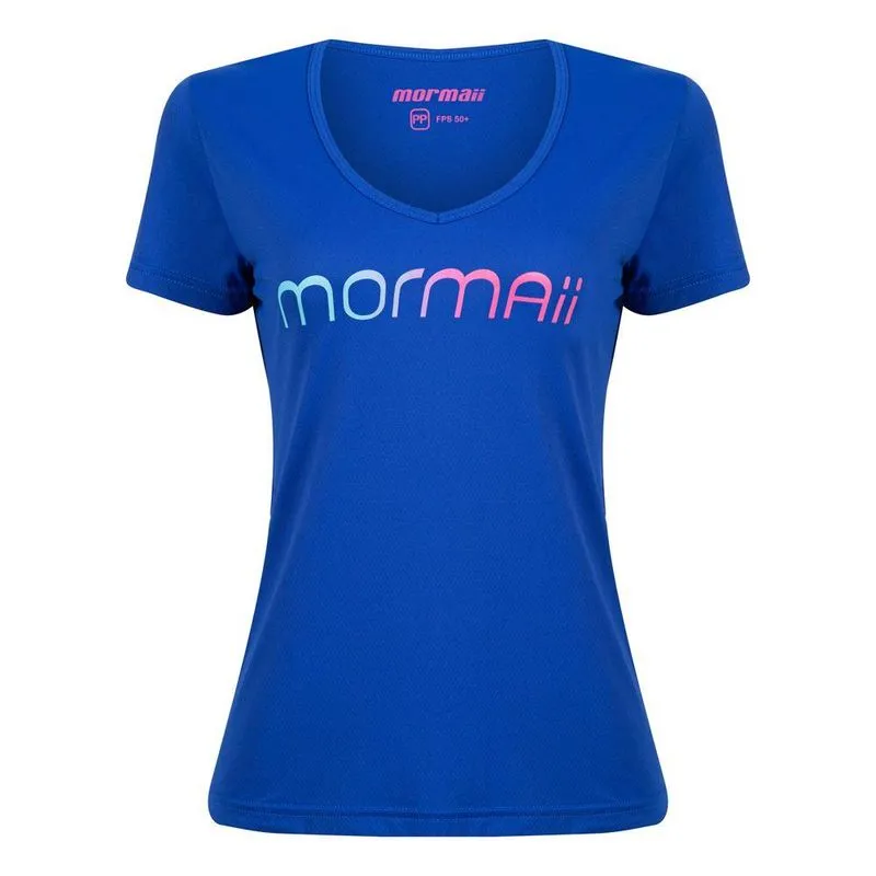 Camiseta feminina decote v mormaii linha samantha barijan Azul M