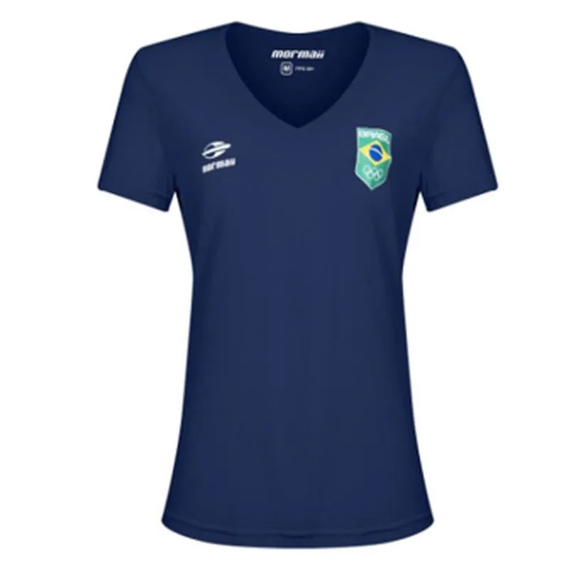 Camiseta manga curta decote v feminina time brasil Mormaii 018s Azul-marinho PP