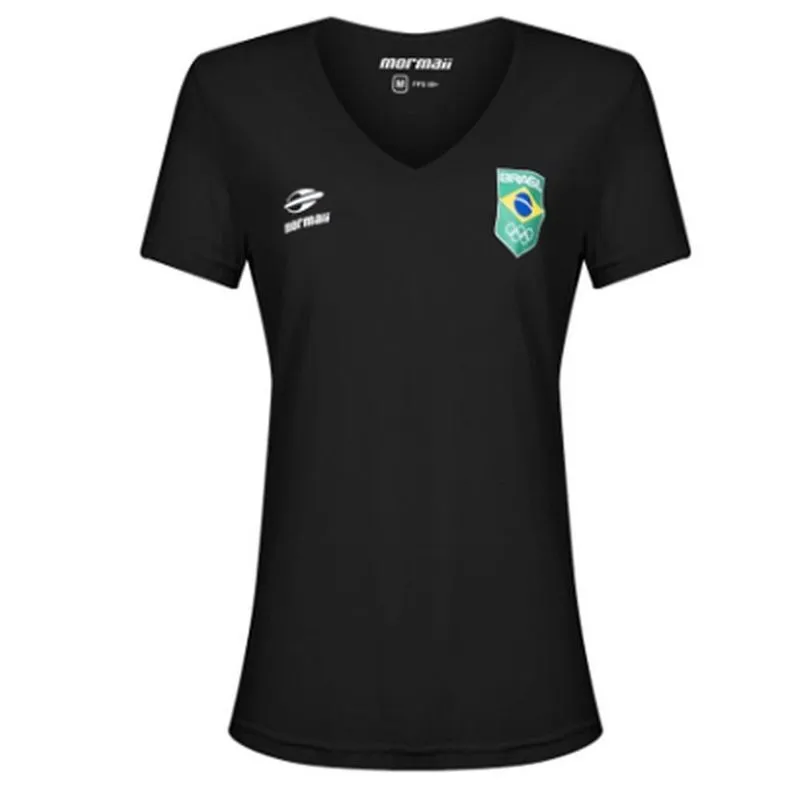 Camiseta manga curta decote v feminina time brasil Mormaii 018s Preto P