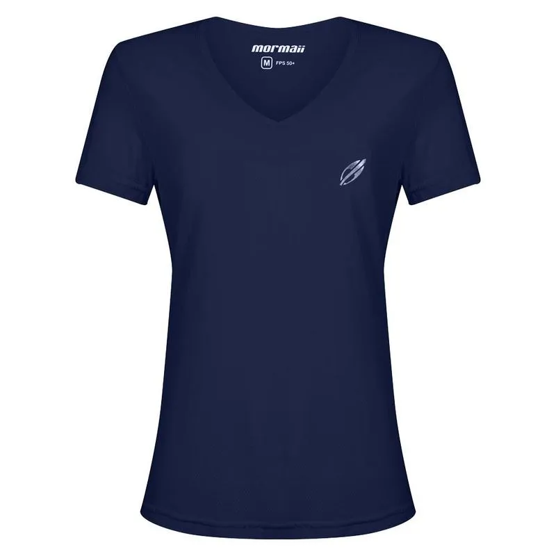 Camiseta feminina manga curta decote v beach sports Mormaii 2733 Azul-marinho M