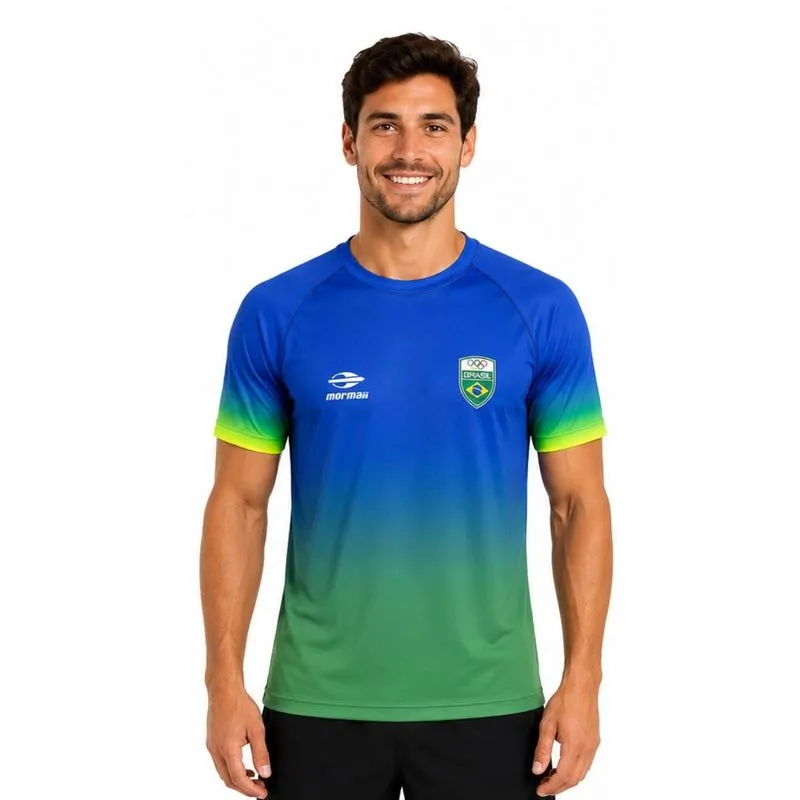 Camiseta Masculina Manga Curta Degradê Mormaii Time Brasil XGG / Verde