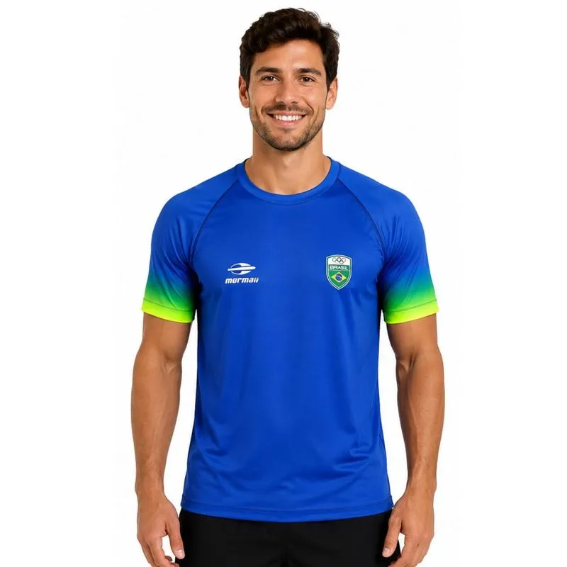 Camiseta Manga Curta Masculina Degradê Time Brasil Mormaii P / Azul
