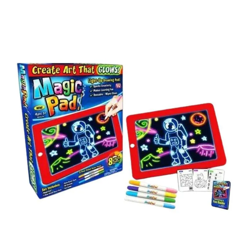 Lousa Mágica Magic Pad 8 Efeitos De Luz Com 6 Canetinhas