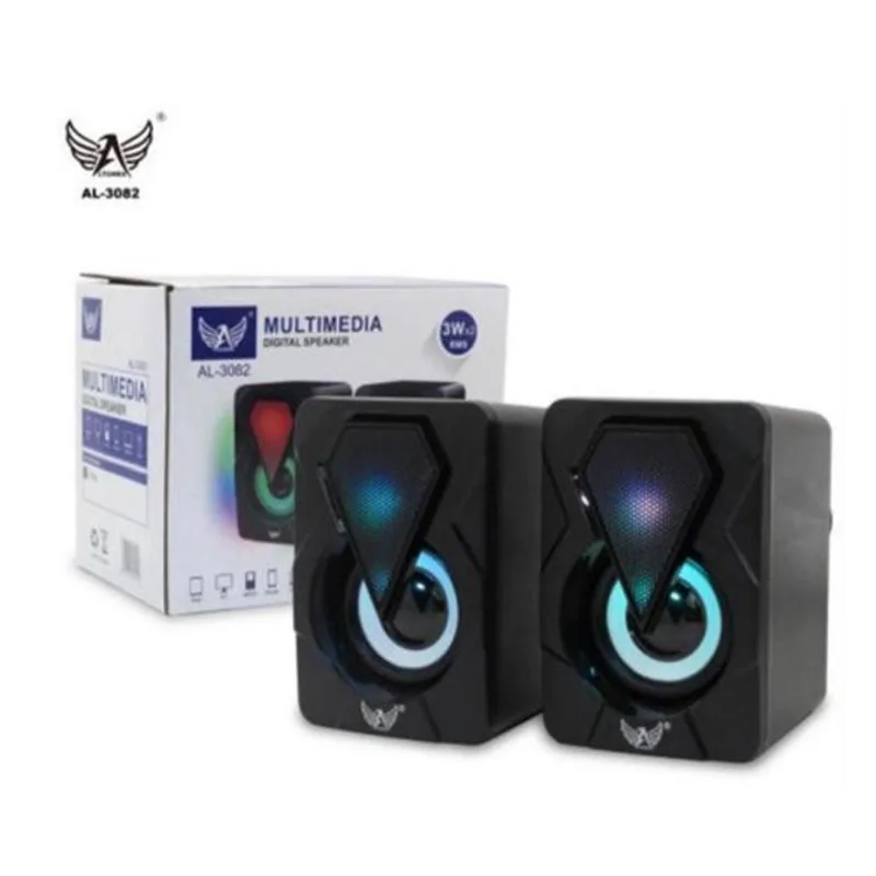 Caixa De Som Computador Digital Speaker Usb 2.0 Al-3082 Led