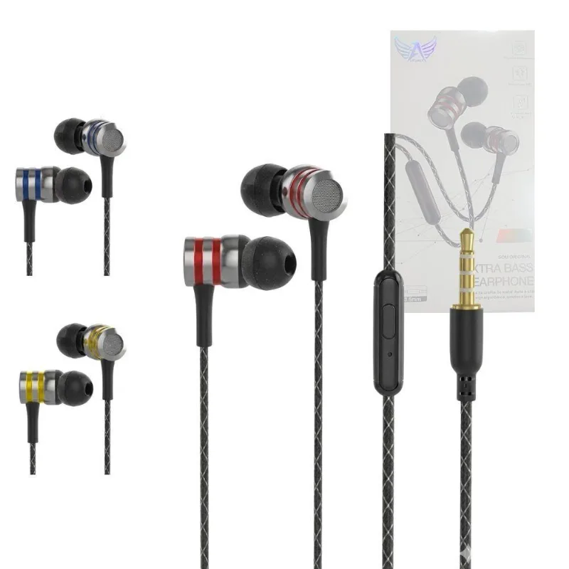 Fone de Ouvido Estéreo com Fio Altomex com Controle de Volume Conexão P2 Vermelho Azul Amarelo