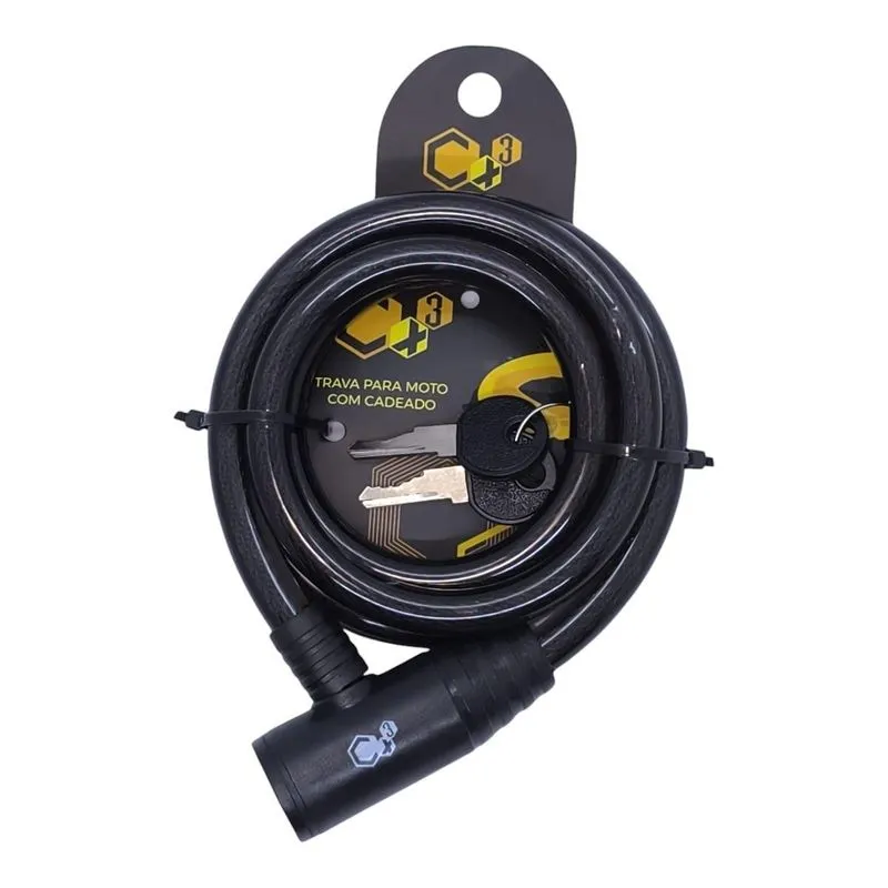 Trava Para Moto Bicicleta Cadeado Cabo De Aço 12mmx1,2m