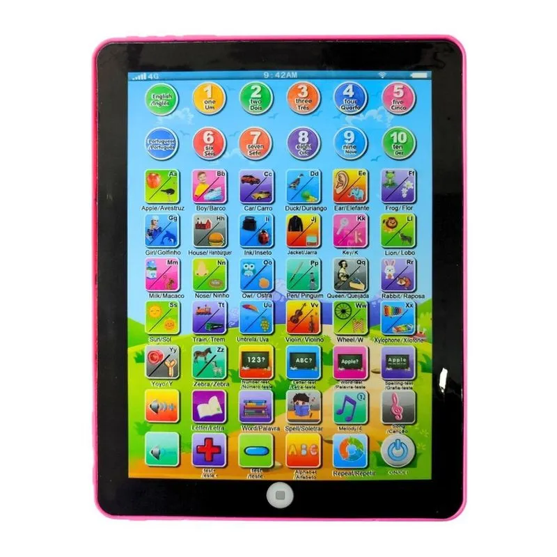 Mini Tablet Bilíngue Interativo Infantil Atividades Rr1-10