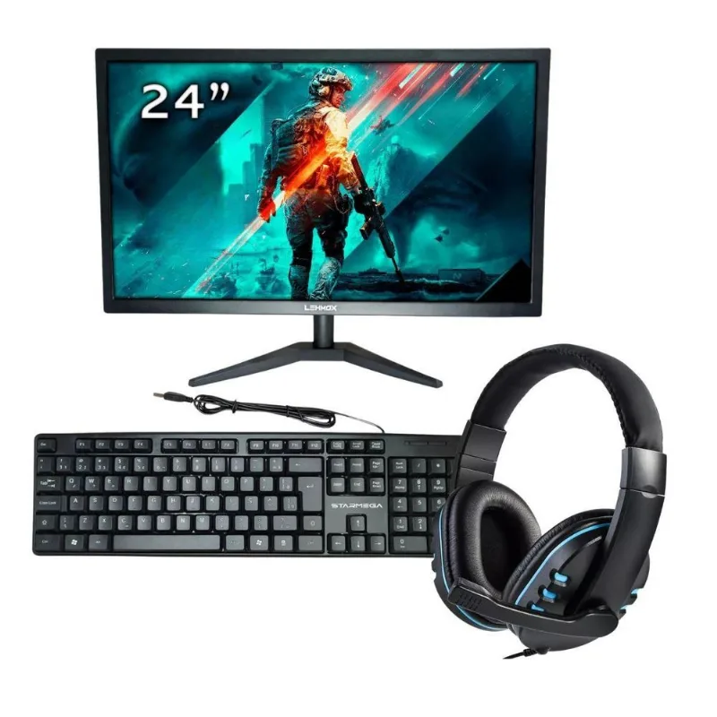 Kit 1 Monitor Led Full Hd 60hz Mais Headset E Teclado Kit 2 - Bebrasil