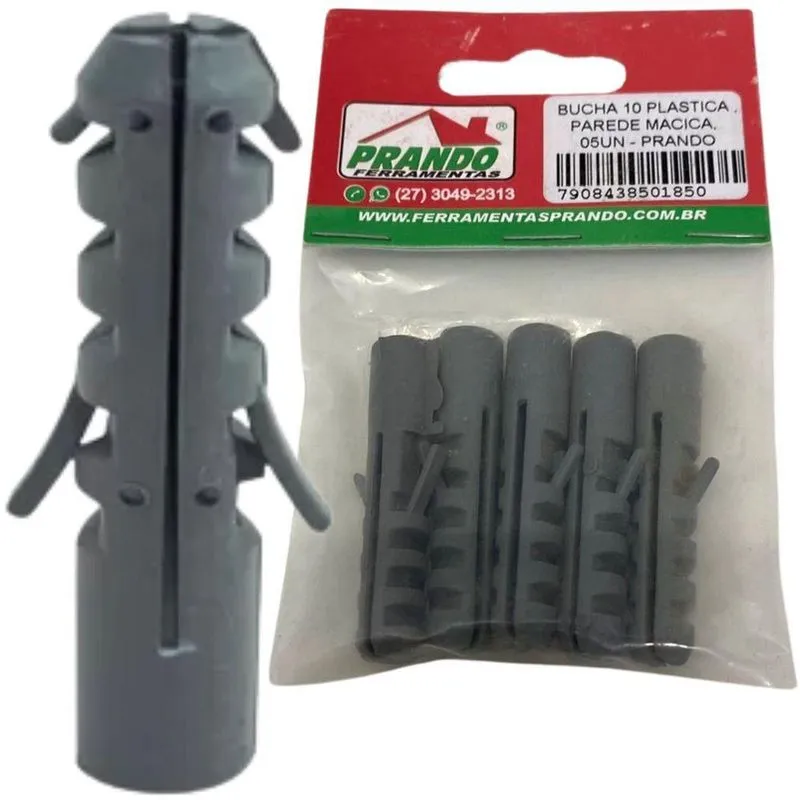 Bucha 10 Plásticas Para Parede Maciça - 05 Peças