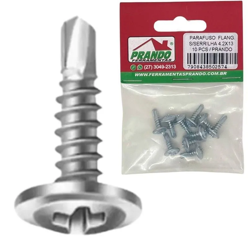 Parafuso Flang. Sem Serrilha 4.2 X 13 - 10 Peças