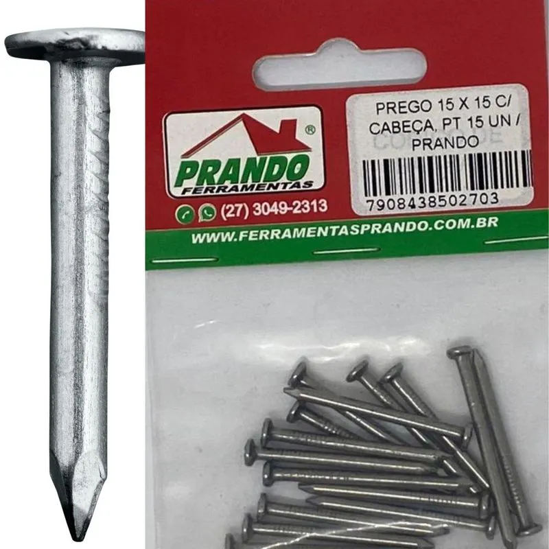 Prego 15 X 15 Com Cabeça Pacote - 15 Unidades