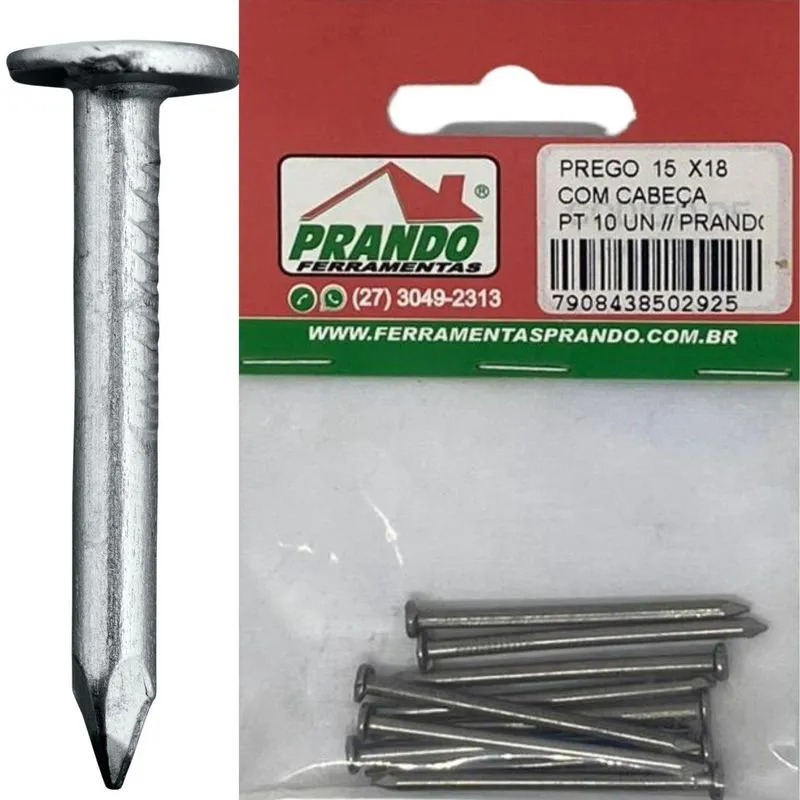 Prego 15 X 18 Com Cabeça Pacote - 10 Unidades