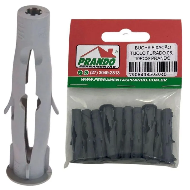 Bucha De Fixação Tijolo Furado 06 - 10 Peças