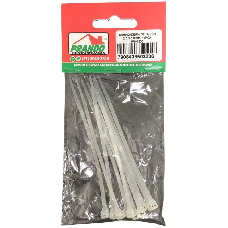 Abraçadeira De Nylon 2.5 X 100Mm, 10Pc// Prando
