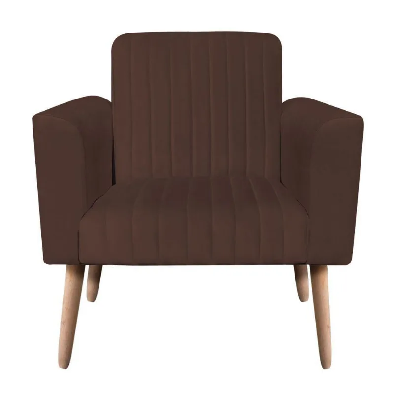 Poltrona Viena Gomada Suede Pés Palito Natural D'rossi Cor Marrom
