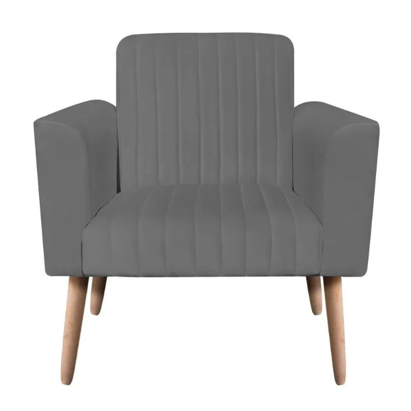 Poltrona Viena Gomada Suede Pés Palito Natural D'rossi Cor Grafite